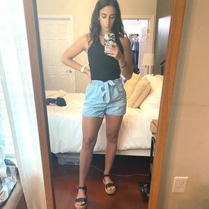 Light blue paper bag shorts - H&M